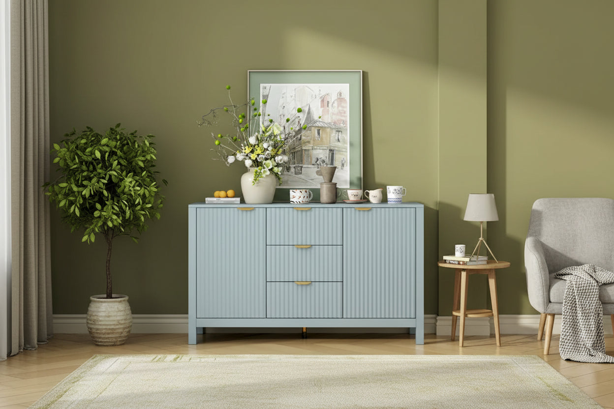 Buffet Sideboard with 3 Adjustable Shelves, 3 Drawers & Soft-Close Doors