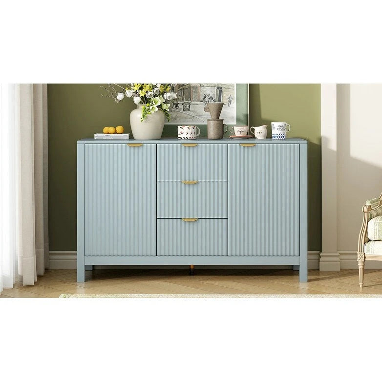 Bahut avec 3 étagères réglables, 3 tiroirs et portes à fermeture douce
