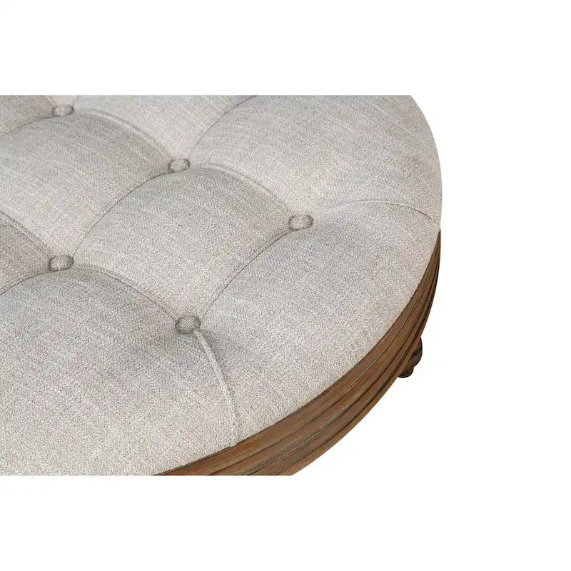 Grande table basse pouf ronde imperméable à l'eau, pouf surdimensionné à 2 niveaux, capitonné avec table basse rembourrée en bois
