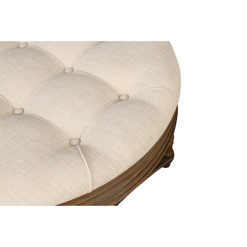 Grande table basse pouf ronde imperméable à l'eau, pouf surdimensionné à 2 niveaux, capitonné avec table basse rembourrée en bois