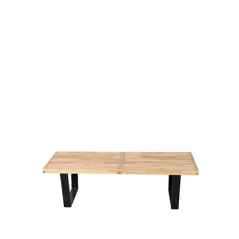 Banc moderne à lattes en bois, 122 cm
