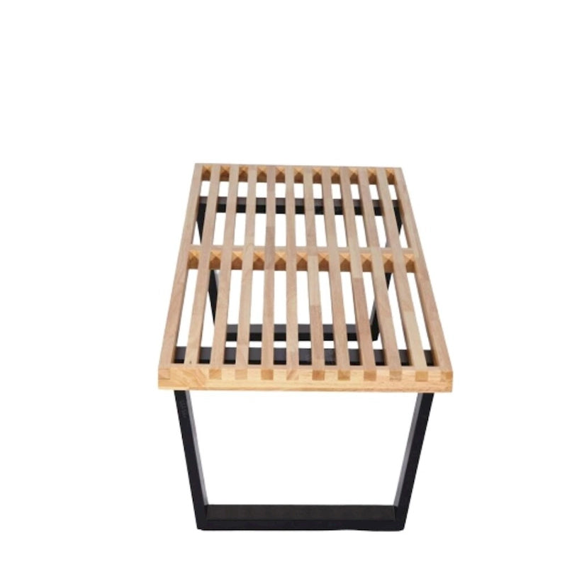 Banc moderne à lattes en bois, 122 cm