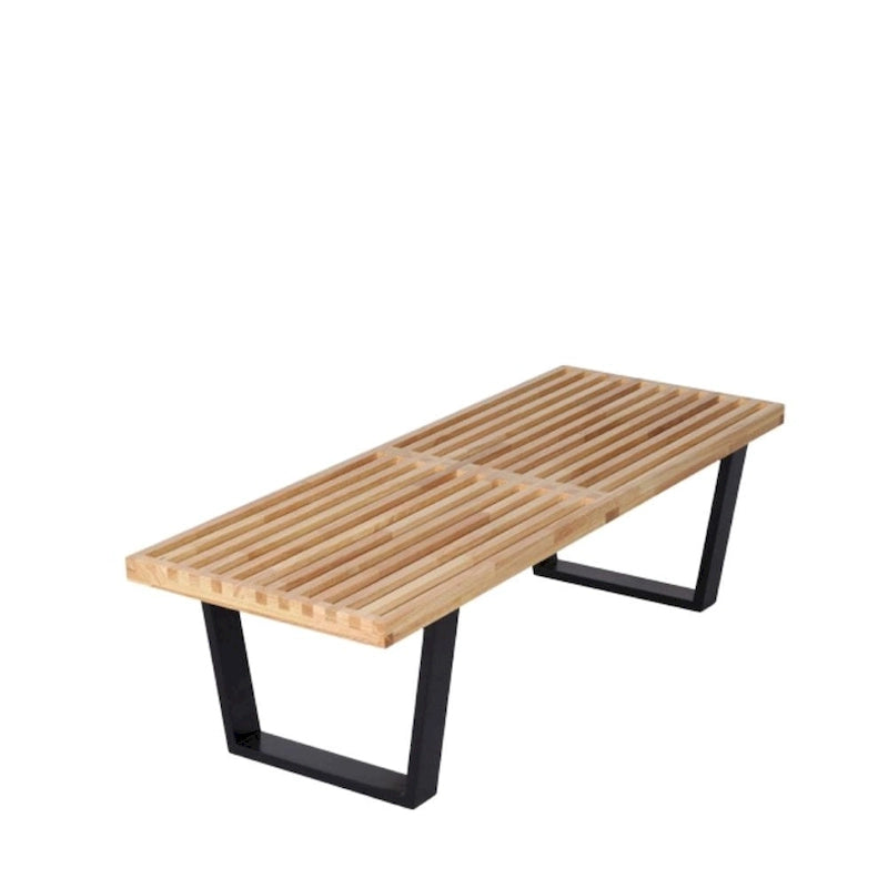 Banc moderne à lattes en bois, 122 cm