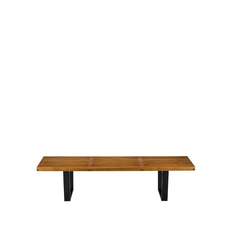Banc moderne à lattes en bois, 122 cm