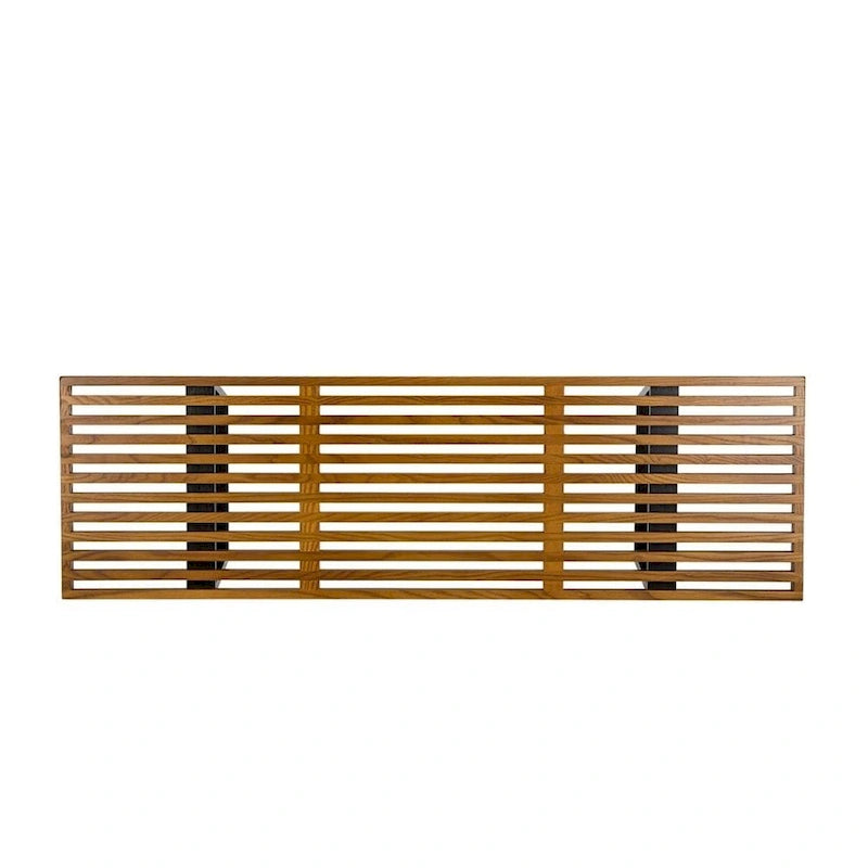 Banc moderne à lattes en bois, 122 cm