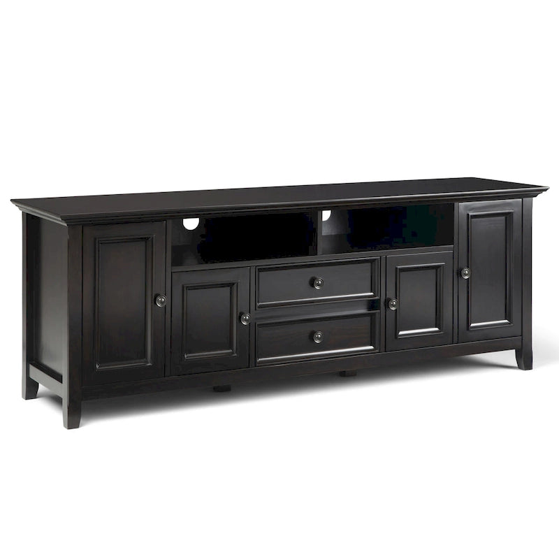 Meuble TV de transition en bois massif de 183 cm de large