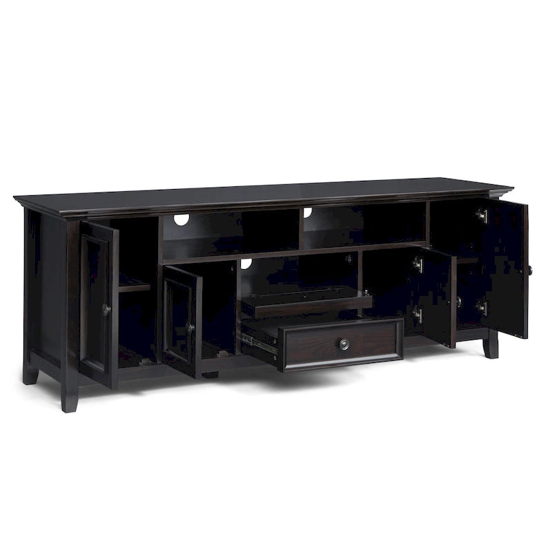 Meuble TV de transition en bois massif de 183 cm de large