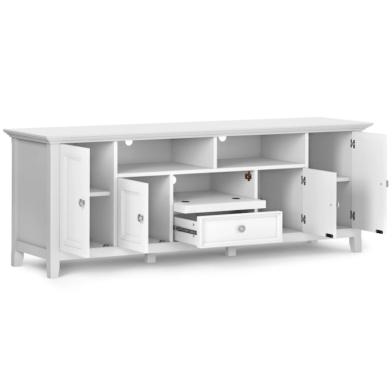 Meuble TV de transition en bois massif de 183 cm de large
