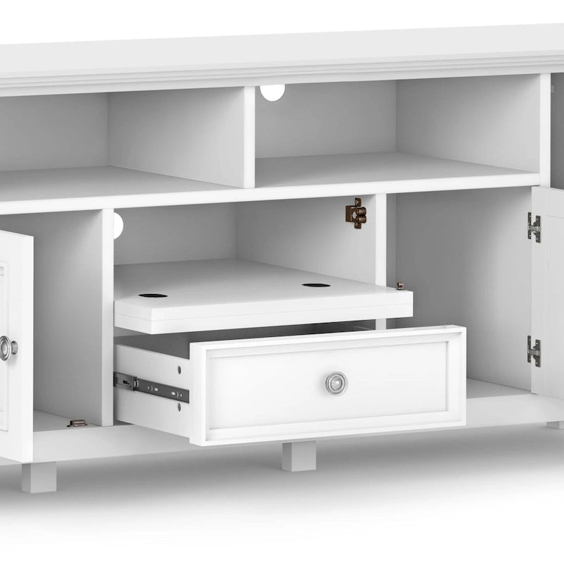 Meuble TV de transition en bois massif de 183 cm de large