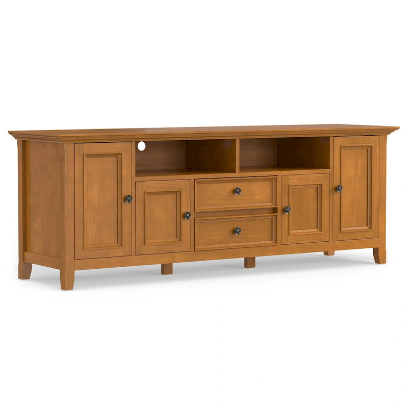 Meuble TV de transition en bois massif de 183 cm de large