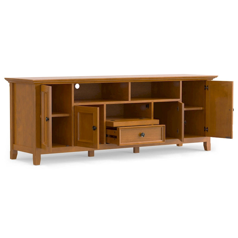 Meuble TV de transition en bois massif de 183 cm de large