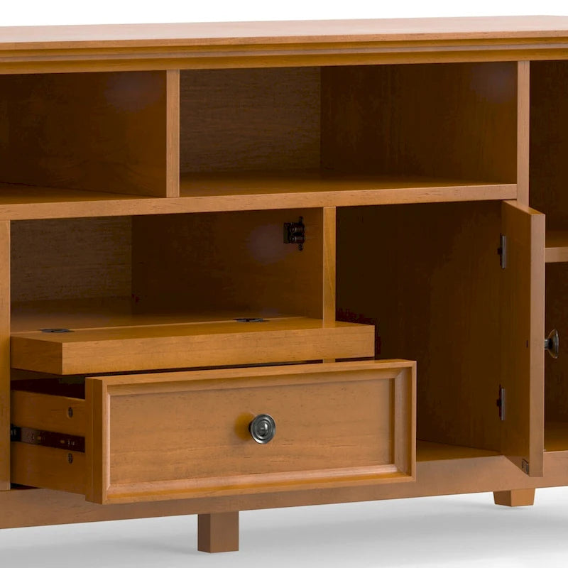 Meuble TV de transition en bois massif de 183 cm de large