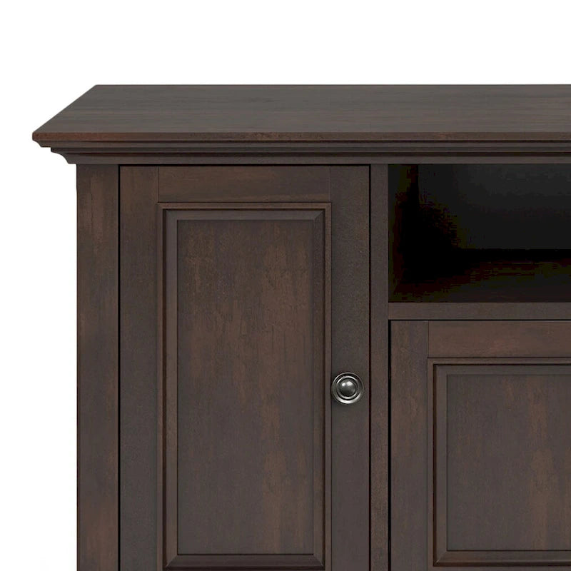 Meuble TV de transition en bois massif de 183 cm de large