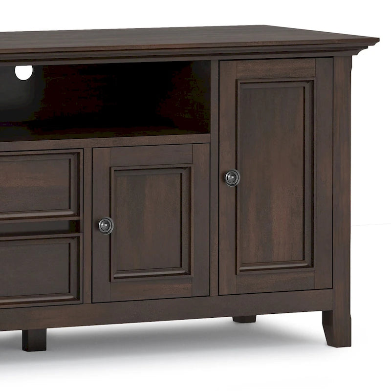 Meuble TV de transition en bois massif de 183 cm de large