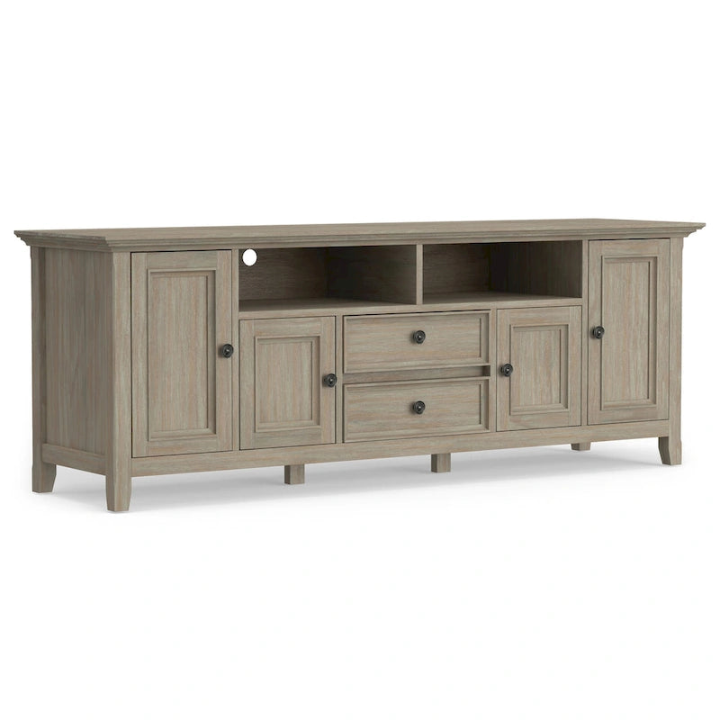 Meuble TV de transition en bois massif de 183 cm de large
