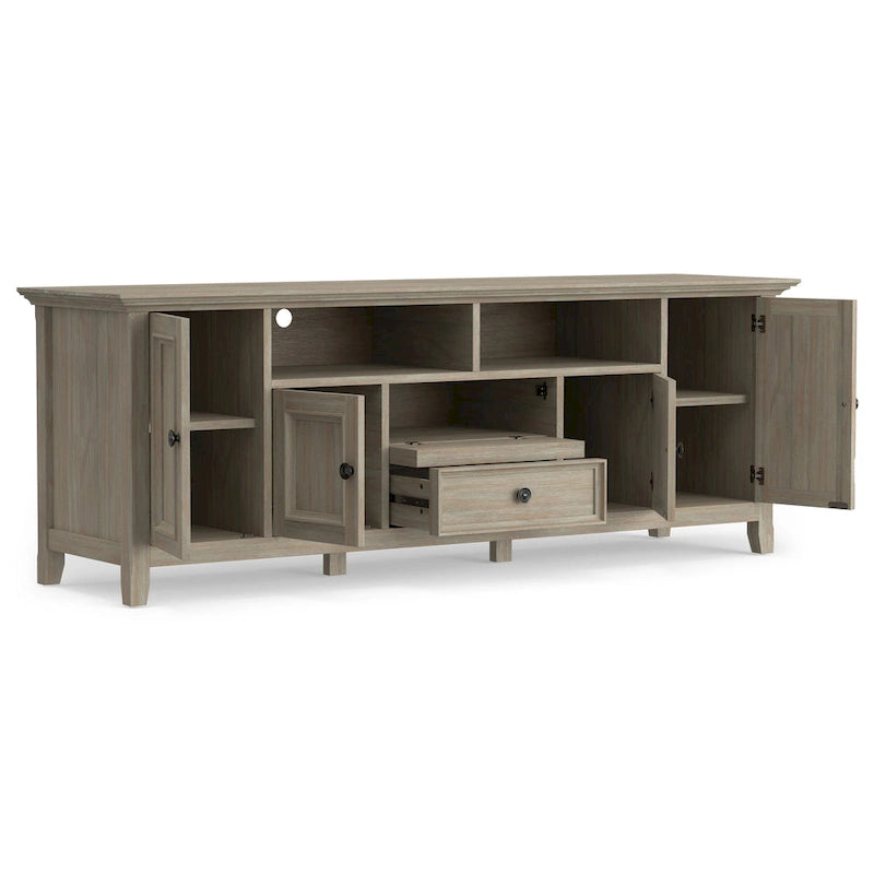 Meuble TV de transition en bois massif de 183 cm de large