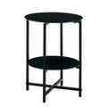 Table d'appoint/table basse ronde à 2 plateaux en verre trempé avec cadre en fer