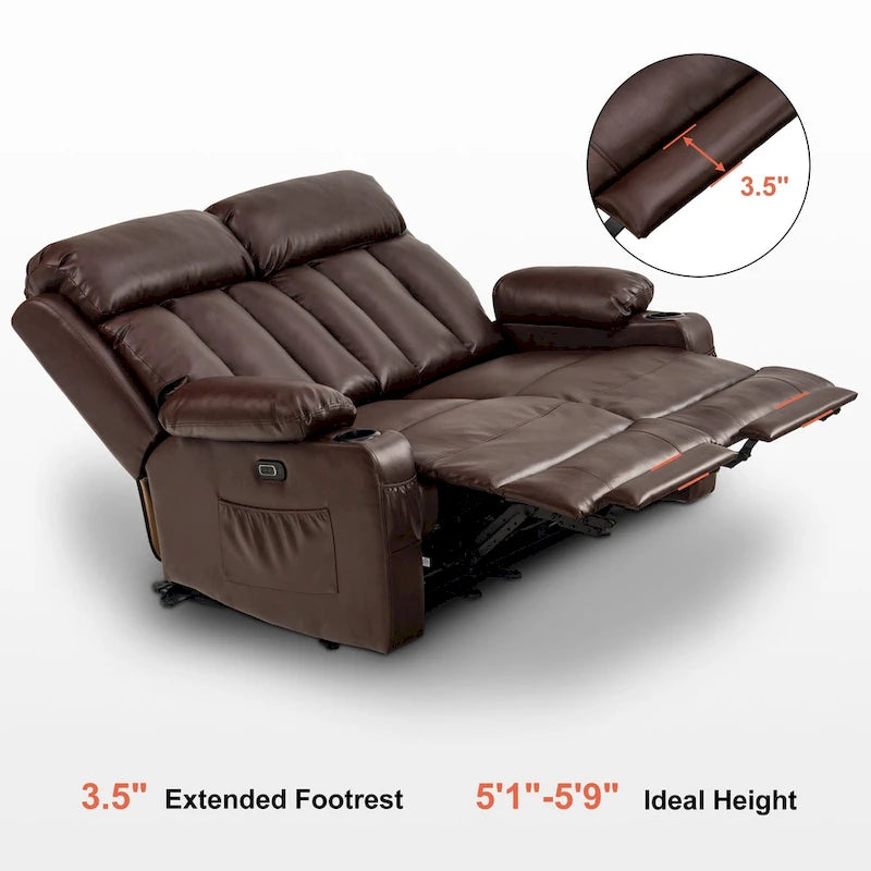 Causeuse inclinable électrique avec fonctions de chauffage et de massage et port USB