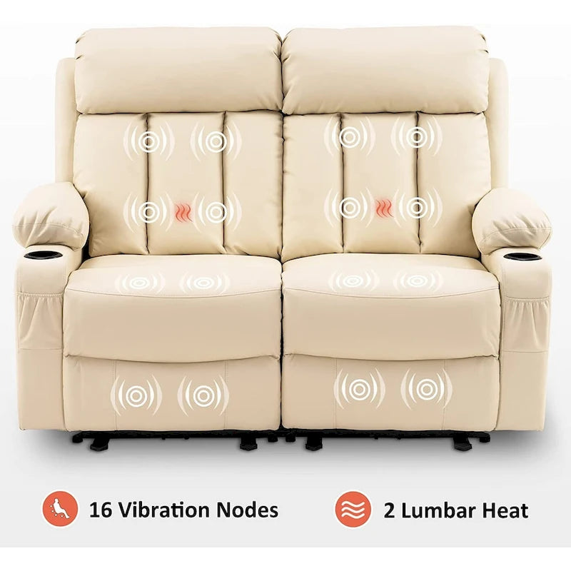 Causeuse inclinable électrique avec fonctions de chauffage et de massage et port USB