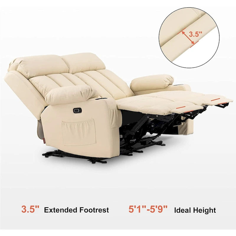 Causeuse inclinable électrique avec fonctions de chauffage et de massage et port USB