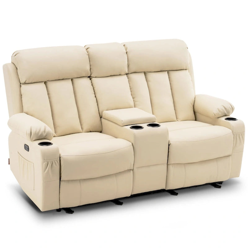 Causeuse inclinable électrique avec fonctions de chauffage et de massage et port USB