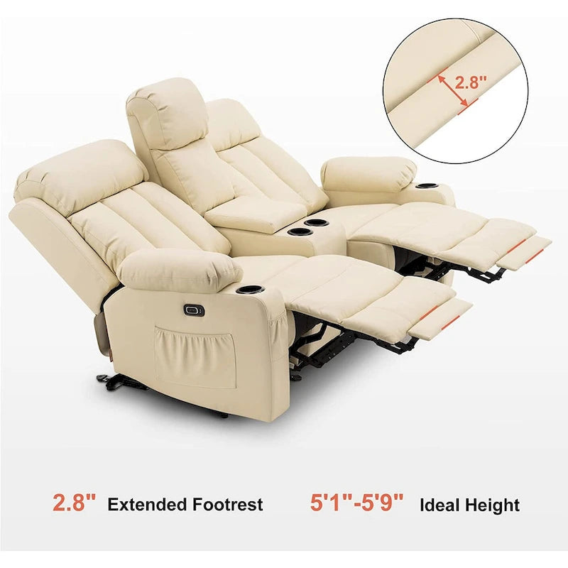 Causeuse inclinable électrique avec fonctions de chauffage et de massage et port USB