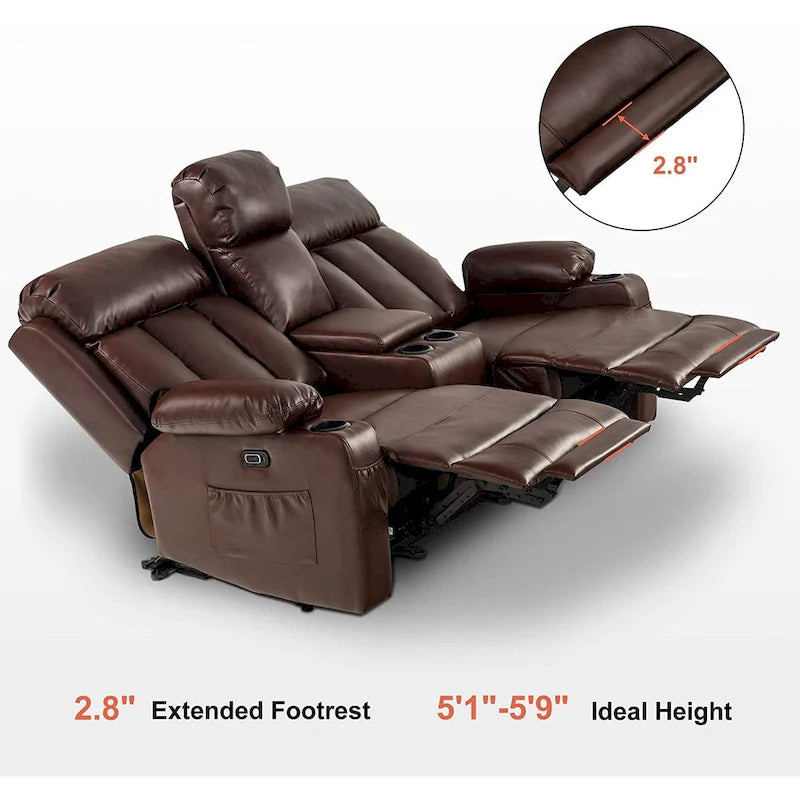 Causeuse inclinable électrique avec fonctions de chauffage et de massage et port USB