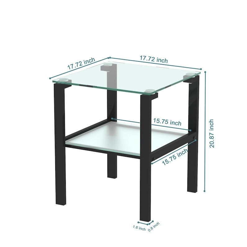 Table de coin en verre à deux niveaux