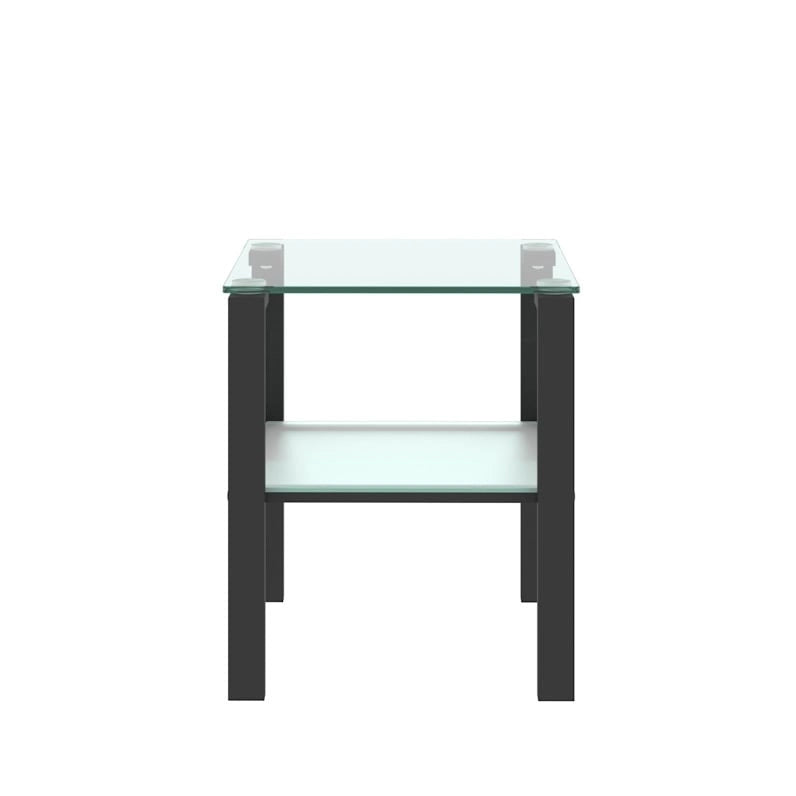 Table de coin en verre à deux niveaux