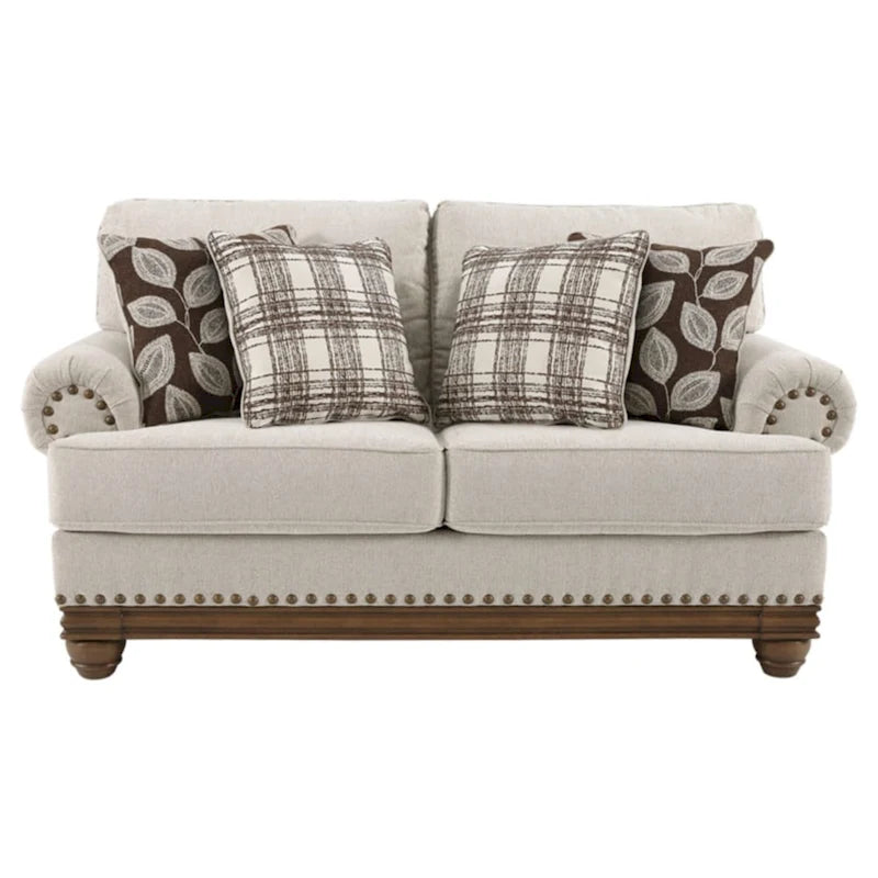 Harleson Traditional Wheat Brown Loveseat with Nailhead Trim
