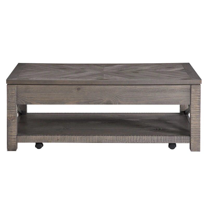 Table basse relevable en bois flotté vieilli