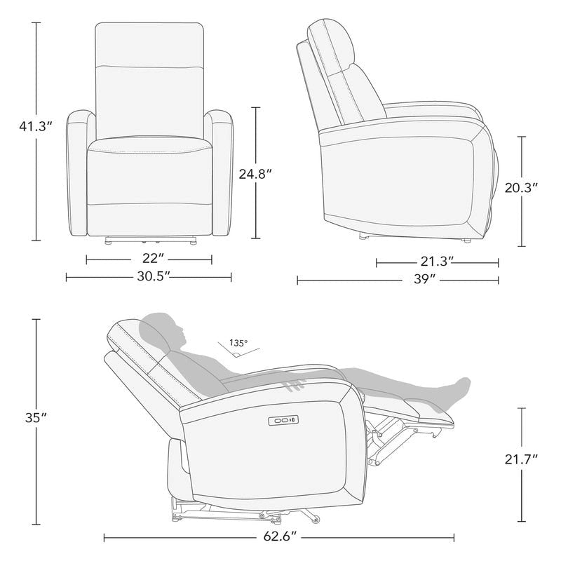 Fauteuil inclinable électrique zéro encombrement avec port USB