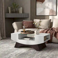 Table basse de rangement contemporaine avec incrustation de verre