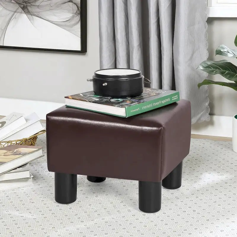 Repose-pieds ottoman en similicuir avec rembourrage épais