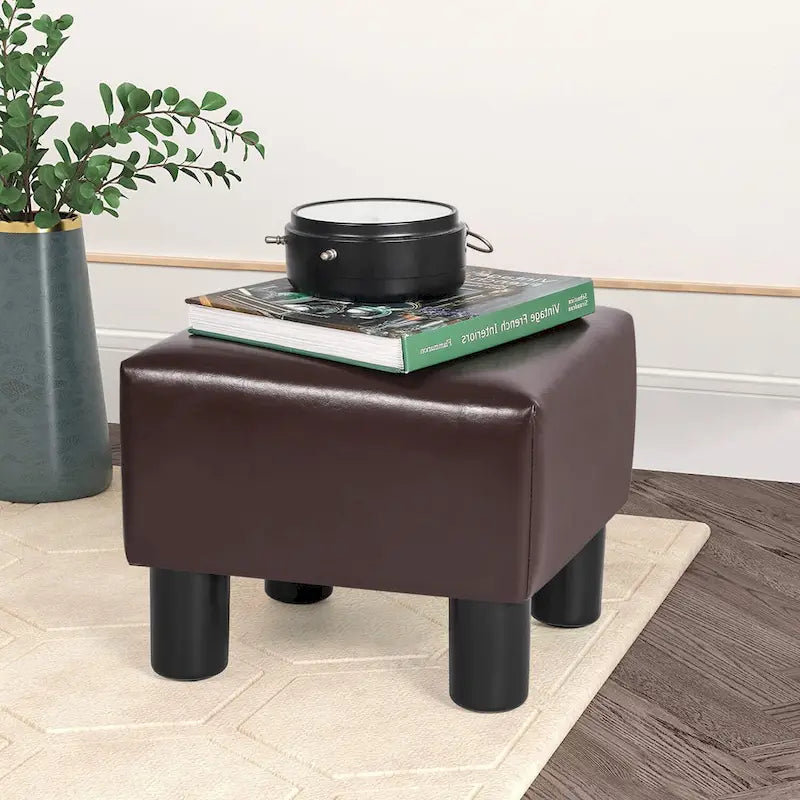 Repose-pieds ottoman en similicuir avec rembourrage épais