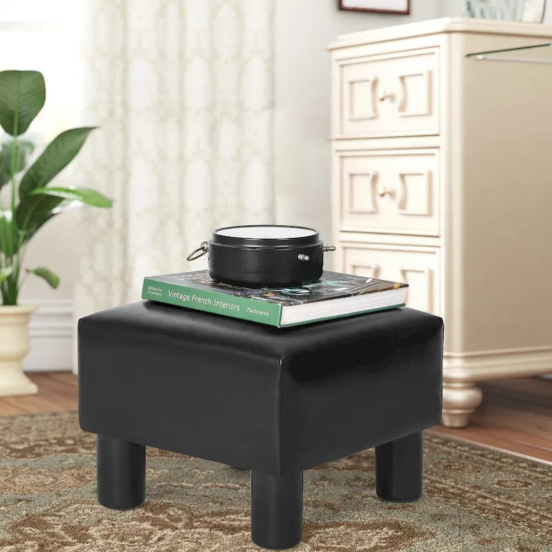 Repose-pieds ottoman en similicuir avec rembourrage épais