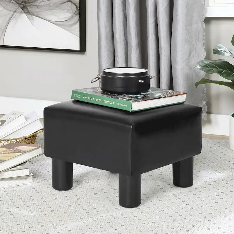 Repose-pieds ottoman en similicuir avec rembourrage épais