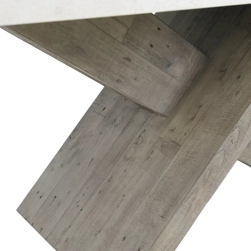 Table de salle à manger en stratifié béton et pin recyclé de 84 po