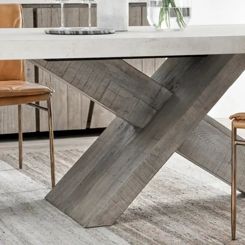 Table de salle à manger en stratifié béton et pin recyclé de 84 po