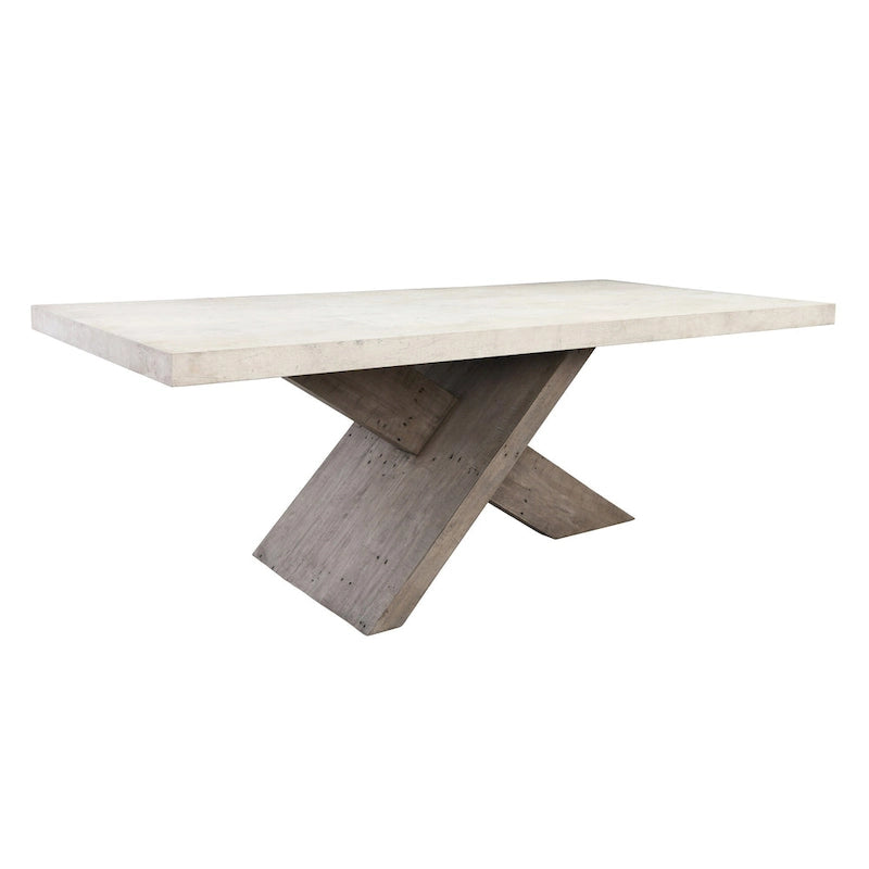 Table de salle à manger en stratifié béton et pin recyclé de 84 po