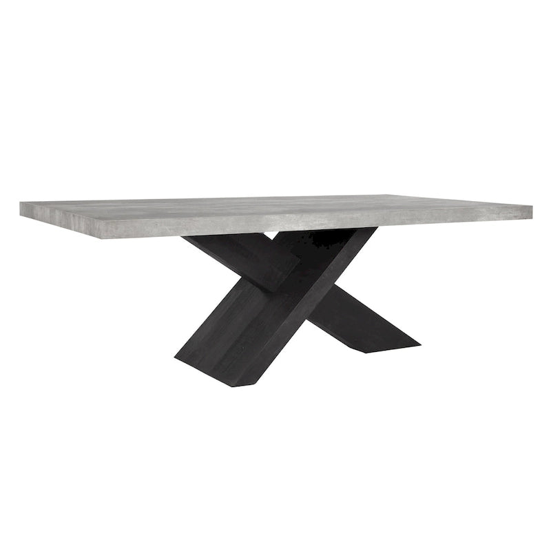 Table de salle à manger en stratifié béton et pin recyclé de 84 po