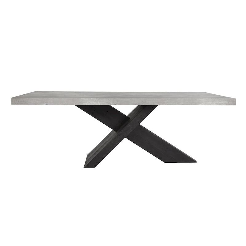 Table de salle à manger en stratifié béton et pin recyclé de 84 po