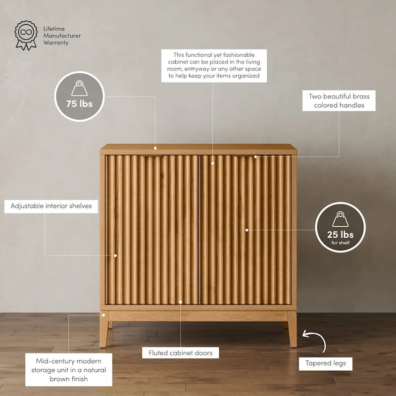 Buffet moderne avec portes cannelées et poignées en laiton
