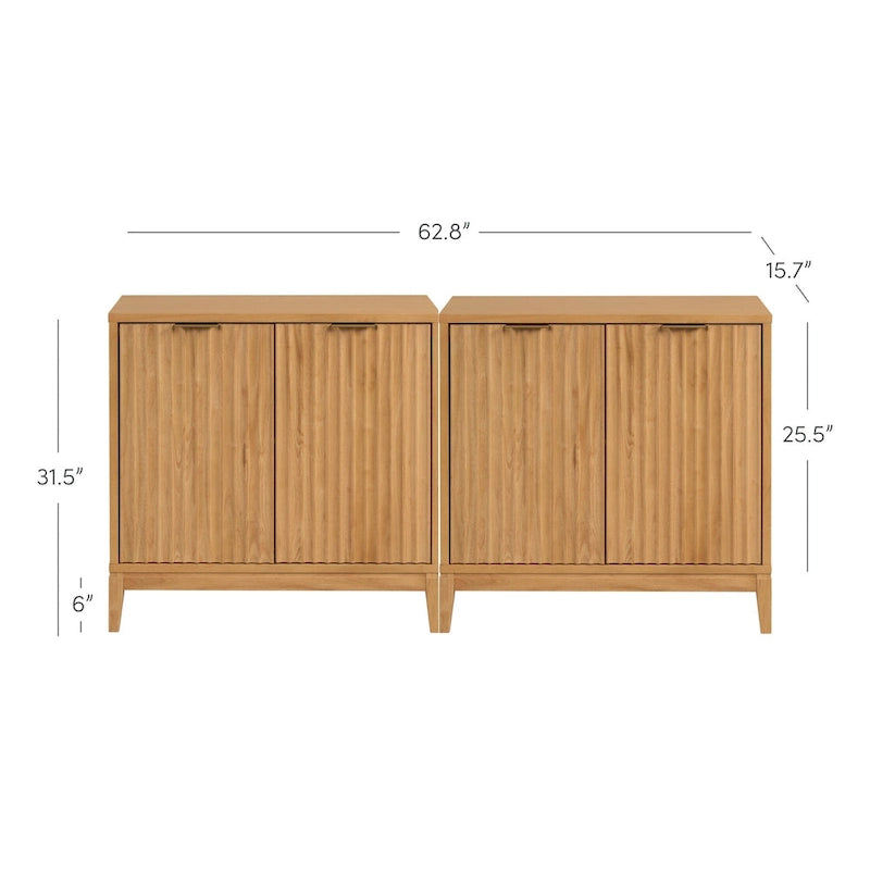 Buffet moderne avec portes cannelées et poignées en laiton
