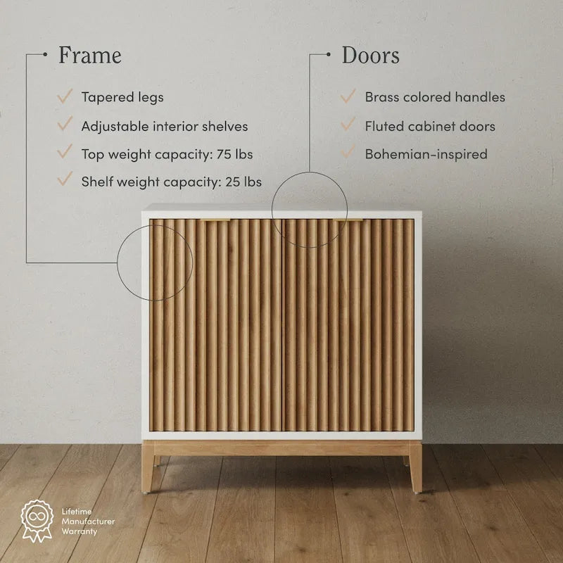 Buffet moderne avec portes cannelées et poignées en laiton