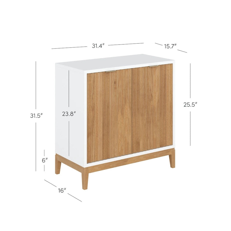 Buffet moderne avec portes cannelées et poignées en laiton