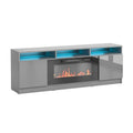 Meuble TV moderne de 160 cm avec cheminée électrique et lumières LED
