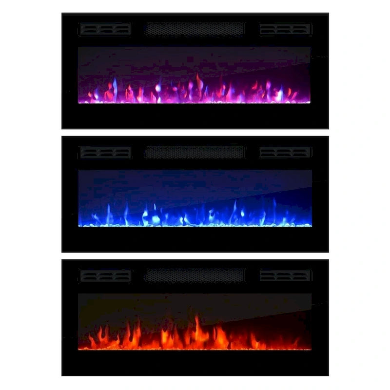 Meuble TV moderne de 160 cm avec cheminée électrique et lumières LED