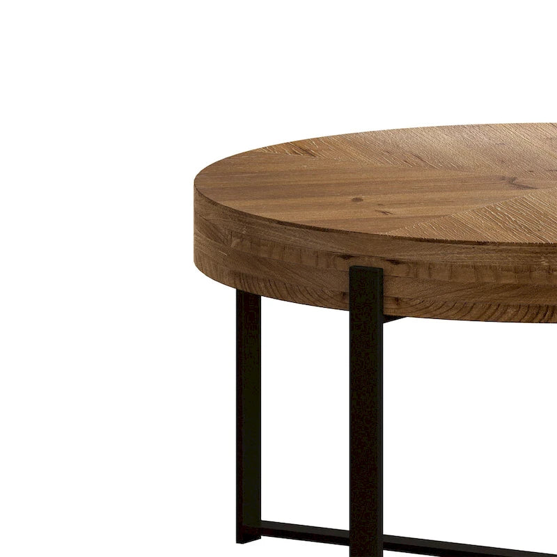 33.86 Table basse ronde en bois moderne rétro avec pieds croisés