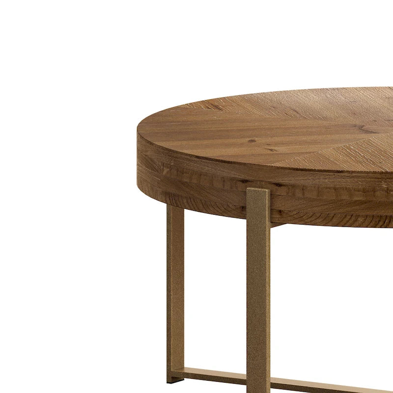 33.86 Table basse ronde en bois moderne rétro avec pieds croisés